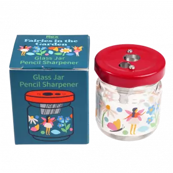 Fairies in the Garden glass jar pencil sharpener with box
