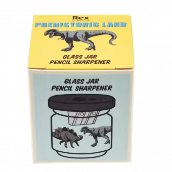 Prehistoric Land glass jar pencil sharpener box