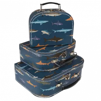 Set of 3 Sharks design cardboard storage cases stacked