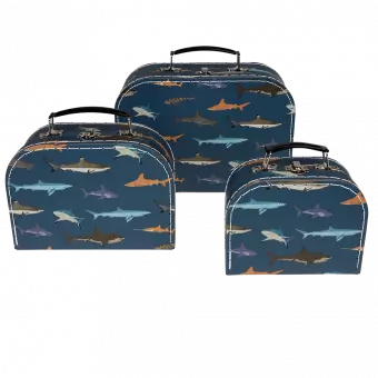 Set of 3 Sharks design cardboard storage cases