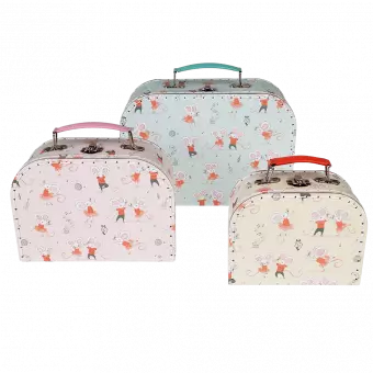 Set of 3 Mimi and Milo design carboard storage cases