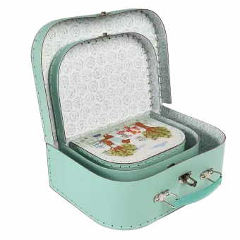 Set of 3 Woodland Friends design carboard storage cases nested