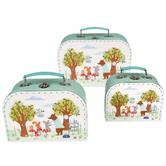 Set of 3 Woodland Friends design carboard storage cases