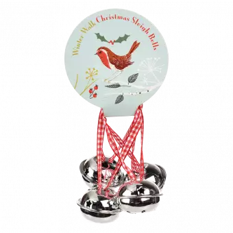 Festive bells with hanging ribbons