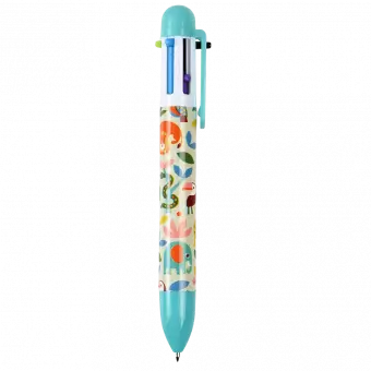 Six colour ballpoint pen with colourful wild animal print