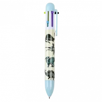 Six colour ballpoint pen with dinosaur print