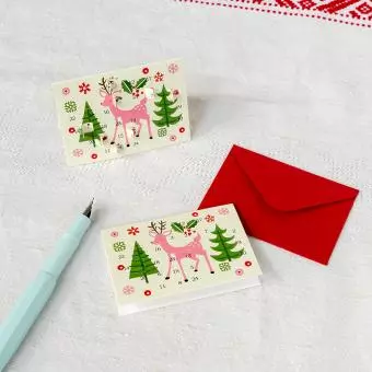 50s Christmas miniature advent calendar cards with pen and envelope