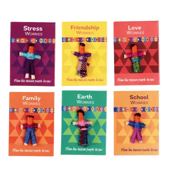 All 6 varieties of mini worry dolls from Mayan people of Guatemala