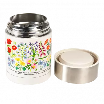 Wild Flowers stainless steel food flask with lid removed