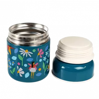 Fairies in the Garden stainless steel food flask with inner and outer lids removed