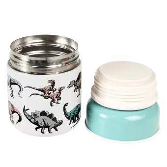Prehistoric Land stainless steel food flask with inner and outer lids removed
