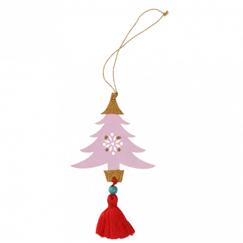Pink Wooden Tree Christmas Decoration