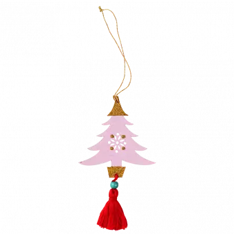 Pink Wooden Tree Christmas Decoration