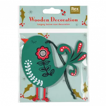 Green Wooden Bird Christmas Decoration