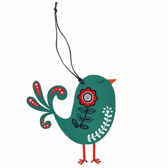 Green Wooden Bird Christmas Decoration