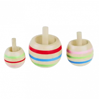 Wooden Spinning Tops (set Of 3)