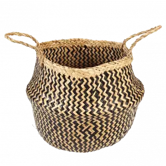 Medium Black Zigzag Seagrass Basket