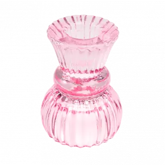 Double Ended Pink Glass Candlestick