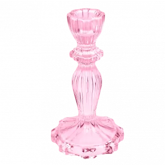 Tall Pink Glass Candlestick