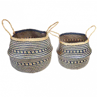 Small Navy Blue Seagrass Basket