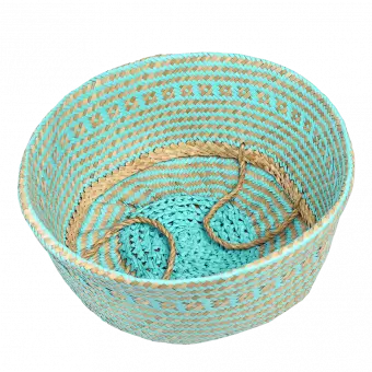 Large Turquoise Seagrass Basket