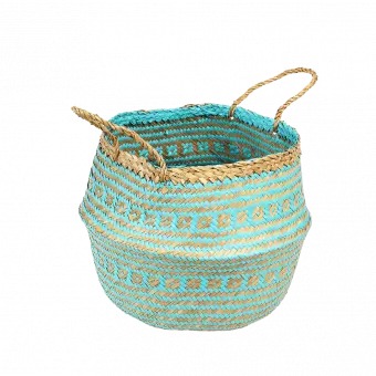 Small Turquoise Seagrass Basket