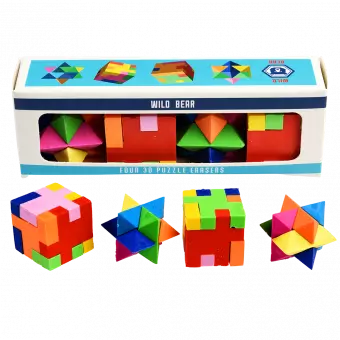 Wild Bear 3d Puzzle Erasers (set Of 4)
