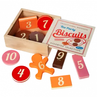 traditional wooden tea party biscuits