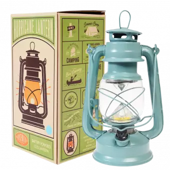 Light Blue Led Hurricane Lantern