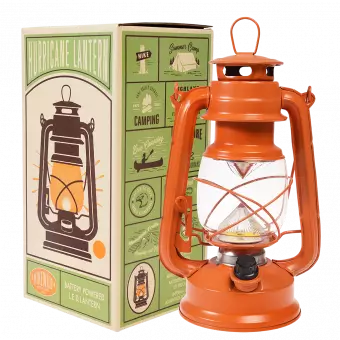 Burnt Orange Led Hurricane Lantern