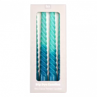 Dip Dye Spiral Candles Teal And Blue (set Of 4)