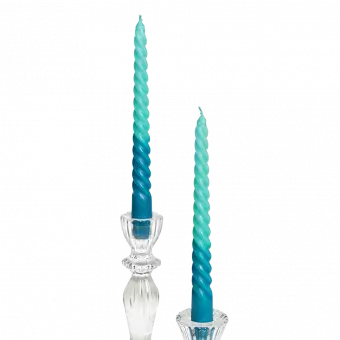 Dip Dye Spiral Candles Teal And Blue (set Of 4)