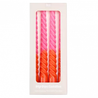 Dip Dye Spiral Candles Pink And Orange (set Of 4)