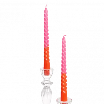 Dip Dye Spiral Candles Pink And Orange (set Of 4)