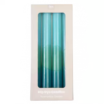 Dip Dye Candles Light Blue, Aquamarine And Dark Blue (set Of 4)