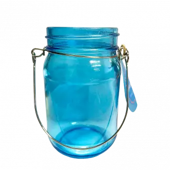 Blue Jam Jar Tealight Holder