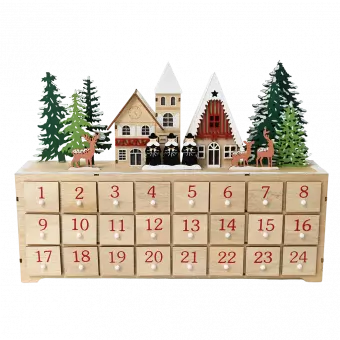 Wooden Advent Calendar With Led Lighting - Carol Singers