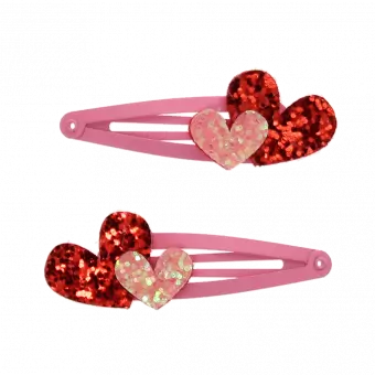 Love Hearts Glitter Hair Clips (set Of 2)