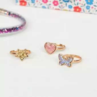 Glitter Rings - Fairies In The Garden (set Of 3)