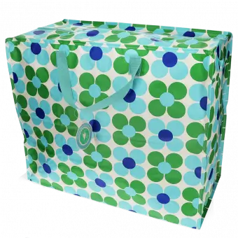 Jumbo Storage Bag - Blue And Green Daisy