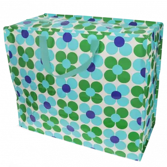 Jumbo Storage Bag - Blue And Green Daisy
