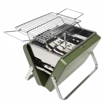Portable Suitcase Bbq - Dark Green