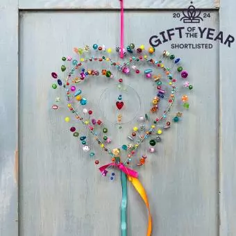 Multi-Beaded Heart Decoration (17 X 17 Cm)