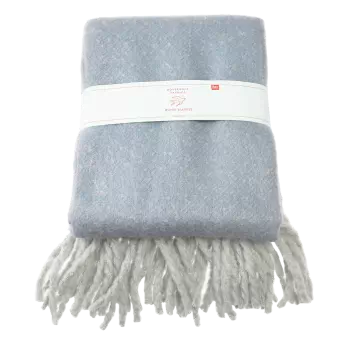 Woven Blanket With Tassels - Light Blue