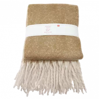 Woven Blanket With Tassels - Mustard