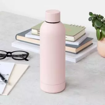 Rubber coated steel bottle 500ml - Light pink
