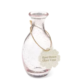 Hand blown bubble glass vase - Rose pink