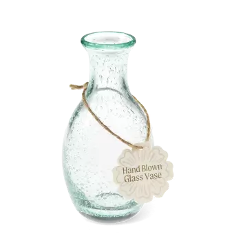 Hand blown bubble glass vase - Green