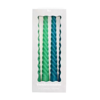 Twisted candles (pack of 4) - Green and blue