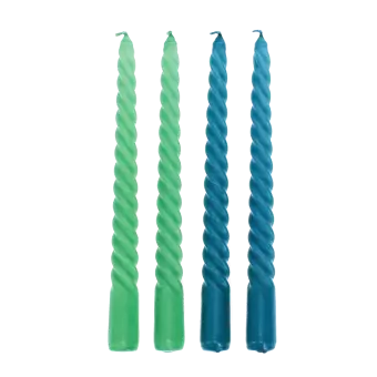 Twisted-candles-(pack of 4)-Green and blue